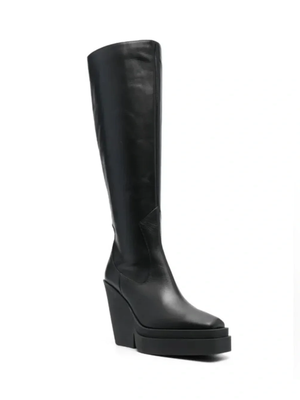 Gia Borghini Texan Black Platform Over-the-Knee Wedge Boots
